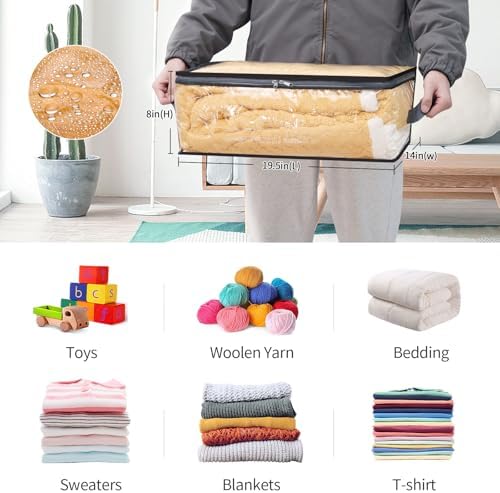 Blanket Storage Bags 4 Pack 35L Clear Plastic Clothes Closet Organizer - Image 2