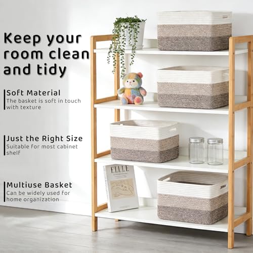 4 Pack Large Storage Baskets for Organizing, and Clothes, Cotton Rope Basket - Image 5
