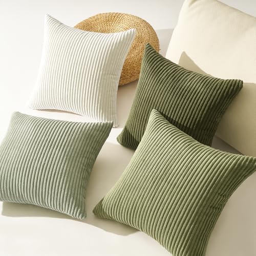 Topfinel Boho Farmhouse Green White Throw Pillow Covers 16x16 Inch Set of 4 - Image 5