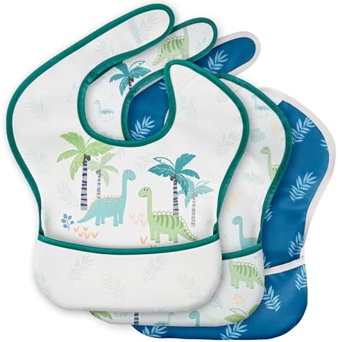 3 Pack Waterproof Baby Bibs for Eating, Mess Proof Feeding Bib by CivaruaKids