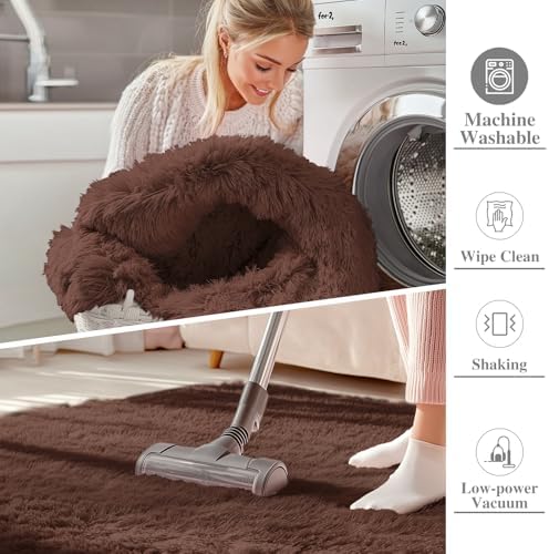OLANLY 4x4 Machine Washable Accent Rug, Soft Fluffy Shaggy Area Rug - Image 2