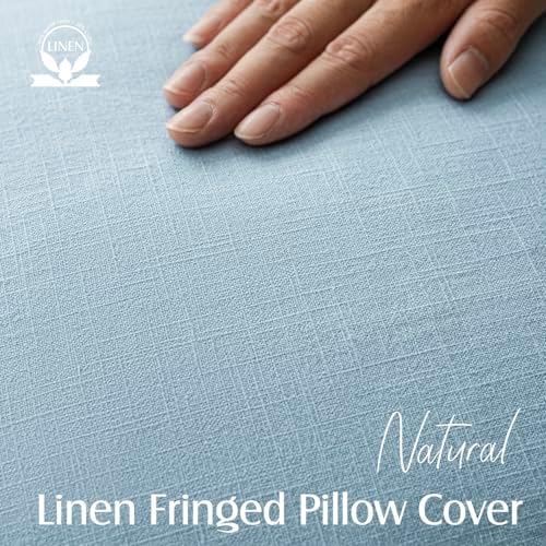 Foindtower Decorative Linen Fringe Lumbar Throw Pillow Covers Cozy Boho - Image 2