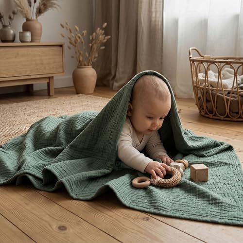 Muslin Swaddle Blankets for Newborn, 3 Pack Breathable Soft Receiving Blanket - Image 4