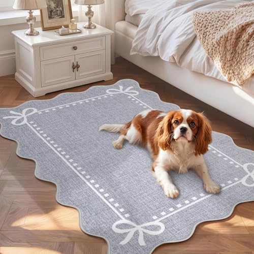 Garvee Scalloped Bow Rug Washable Small 2x3 Area Rug - Image 2