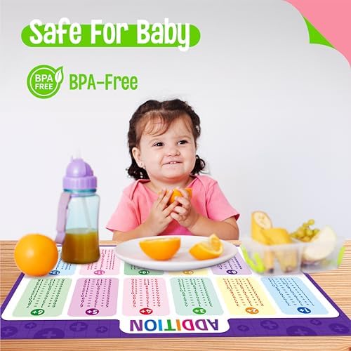 6 Pack Placemats for Kids, Non-Slip Washable Table Mat, Reusable Subtraction - Image 2