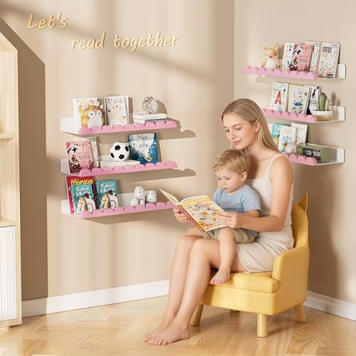 6-Pack Nursery Book Shelves, Scalloped Floating Shelves - Image 4