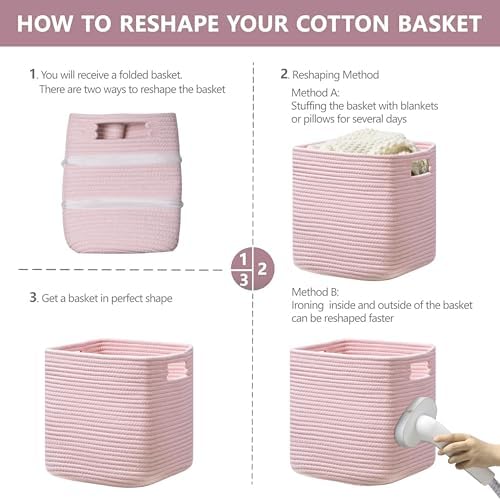 UBBCARE Set of 4 Storage Basket-13 X 13 X 13 in, Cotton Rope Basket - Image 7