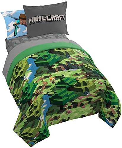 Minecraft Creeper Full Size Comforter Set 7 Piece Kids Bedding by JayFranco