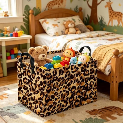 Rectangular leopard print baskets, Kids Storage Bins, Collapsible Canvas - Image 4
