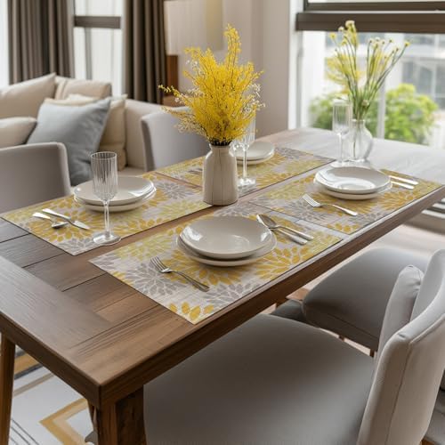 Artoid Mode Floral Plastic Placemats Set of 4, 12x18 Inch Washable Non-Slip - Image 5