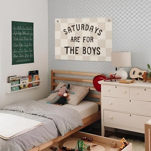 Boys Banner Flags for Bedroom, Linen Canvas Banner Wall Hanging Flag Decor for - Image 2