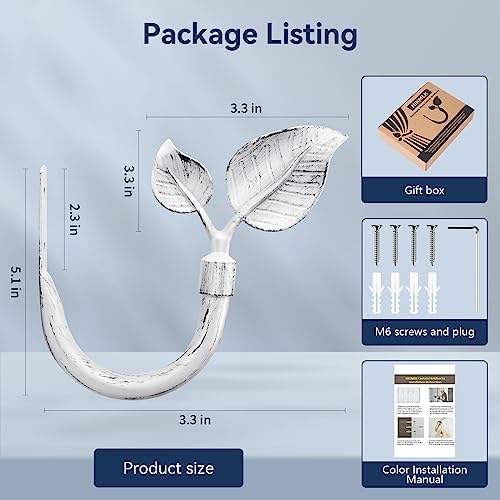 HIKMLK Leaf Shaped Curtain Tieback Holdbacks 2pcs, Handmade Metal Curtain Side - Image 4