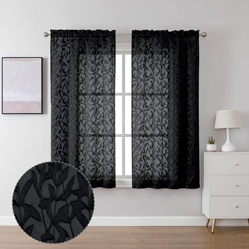 Lecloud Leia 2 Panels Sheer Black Curtains by Lecloud