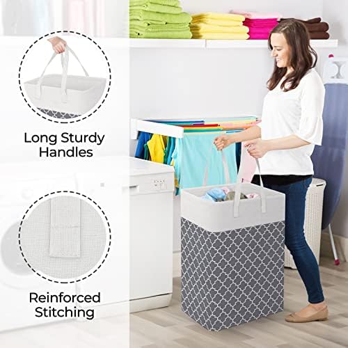StorageRight Laundry Basket Hamper, 75L Clothes Storage, Clover Grey - Image 4