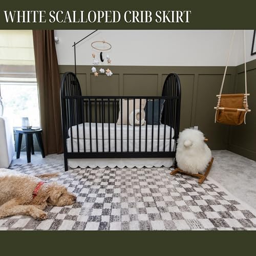 White Crib Skirt Add-On, Crib Bed Skirt, One-Sided 52x28 Inches - Image 4
