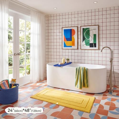GRANNY SAYS Yellow Bathroom Runner Rug 48" x 24", Soft Microfiber Bath Mat - Image 5