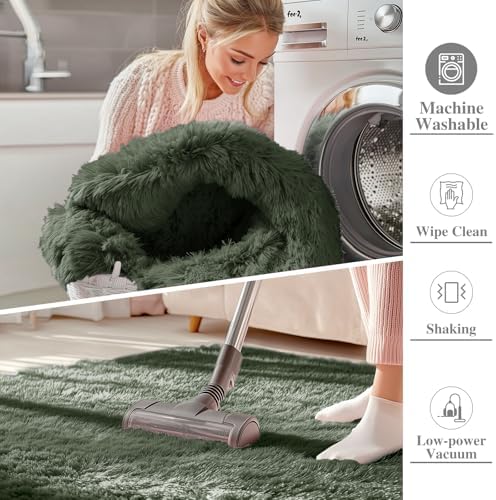OLANLY 2x3 Machine Washable Small Bedside Rug, Soft Fluffy Shaggy Entryway - Image 2