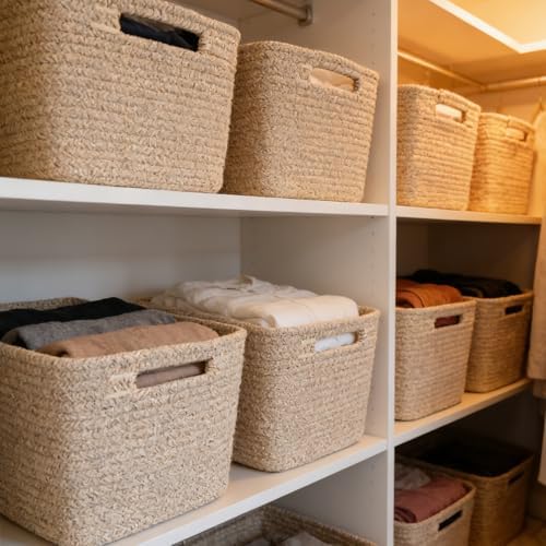 6 Pack Woven Rope Baskets, 12.6"×9"×7.8" Storage Bins - Image 5