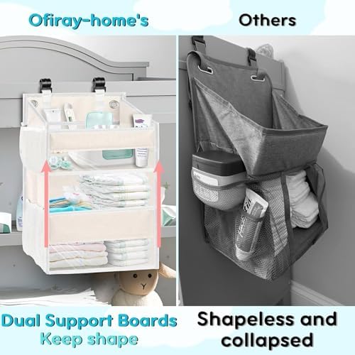 Hanging Diaper Organizer, 2 Tier Hanging Diaper Caddy, Holds 90+ Diapers - Image 3