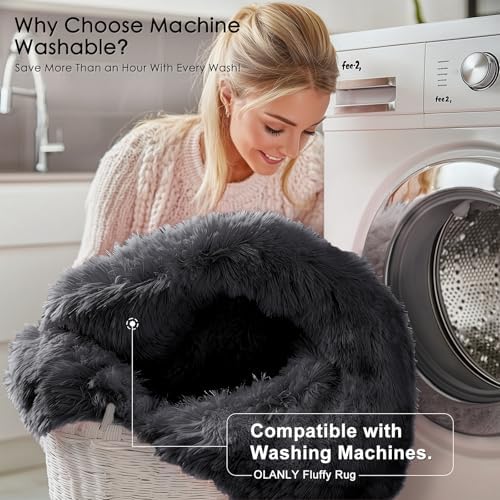 OLANLY Black Round Rugs for Bedroom - Image 3