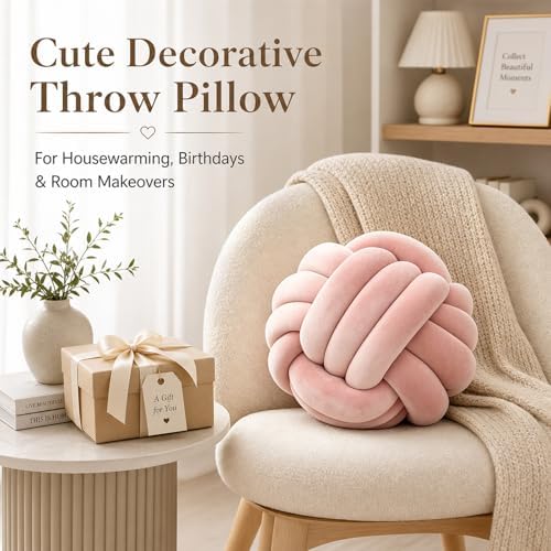 Petrella Pink Knot Pillow Ball, 8 Inch Decorative Pillow - Image 4
