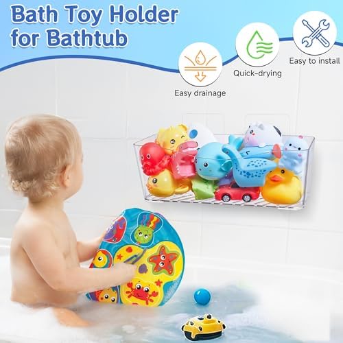 2-Pack Clear Bath Toy Storage Holder, 11.4"L x 5.3"W x 3.9"D - Image 6