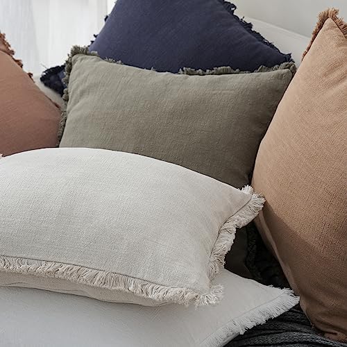 Foindtower Decorative Linen Fringe Lumbar Throw Pillow Covers Cozy Boho - Image 6
