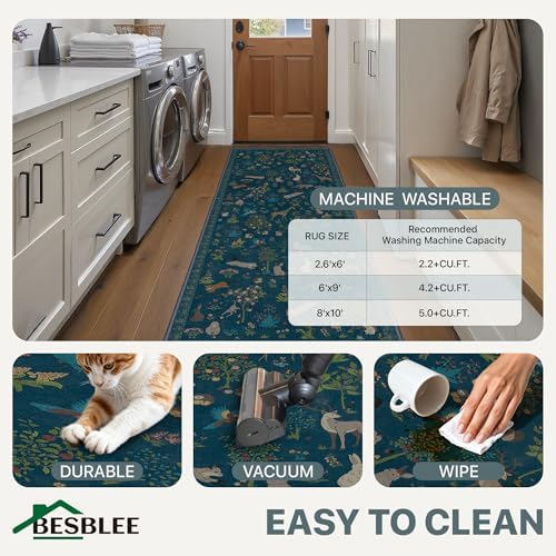 BESBLEE 2X7 Washable Kitchen Runner Rug, Animal Non Slip - Image 5