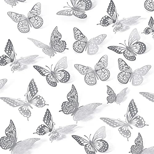 SAOROPEB 3D Butterfly Wall Decor, Removable Metallic Wall Sticker Room Mural by SAOROPEB