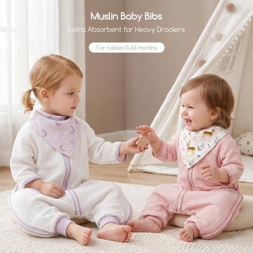 8 Pack Muslin Baby Bandana Bibs - Image 2