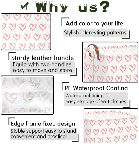 FXOLCSHE Rectangular Valentines Basket, baby Gift Baskets Empty, Heart Print - Image 6
