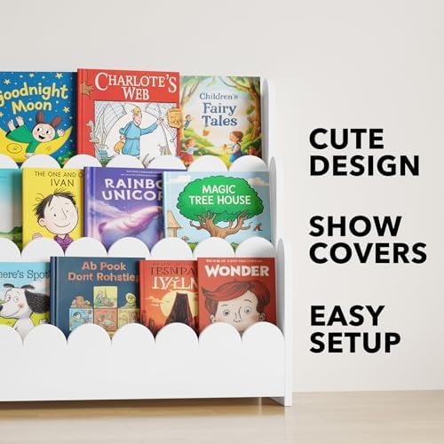 SpaceAid 3-Tier Scalloped Bookshelf, Montessori Bookcase - Image 7