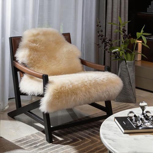 Genuine Real NZ Sheepskin Area Rug Fluffy Lambskin Living Room Cream 2x3ft by Unknown