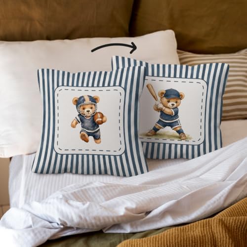 kdqua Bear Nursery Pillow Cover 18x18 Double-Sided, Sports Decorations Throw - Image 3