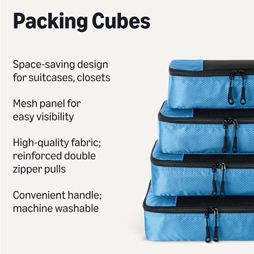 Amazon Essentials 4-Piece Packing Cubes Travel Accessories Set, Luggage - Image 2
