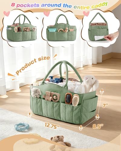 Marscamd Quilted Baby Diaper Caddy - Image 2