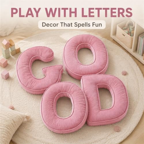 Purple Pink Letter Plush Pillow, Letter Hugging Throw Pillows, Decorative - Image 4