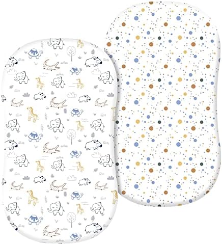 PHF 100% Cotton Bassinet Sheets 2 Pack, Soft Breathable Comfortable Cradle by PHF
