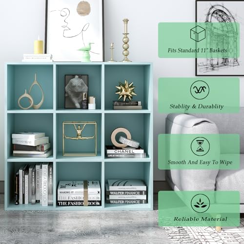 OSCHF 9-Cube Storage Shelf Bookcase, Light Blue - Image 4