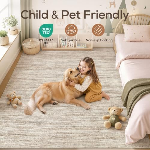 Nakagishi 8X10 Area Rugs Living Room: Washable Large Vintage Rug Neutral - Image 4