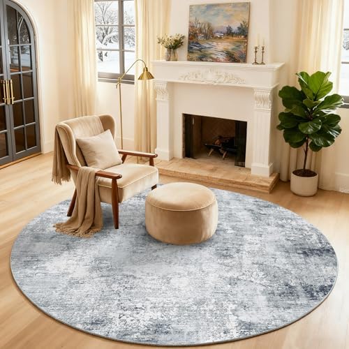 4ft Round Bedroom Rug Washable: Circle Rugs - Image 2