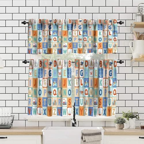 Kids Alphabet Window Valance, Cartoon Alphabet Animals Learning Daycare - Image 4