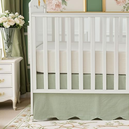 Brandream Scallop Edge Cotton Crib Skirt, Baby Boy, Baby Girl, Gender Neutral by Brandream