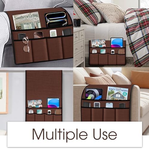 Joywell Remote Control Holder Armchair Caddy Armrest Organizer Rustic Brown - Image 6