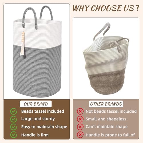 Woven Laundry Basket for Clothes, 65L Large Rectangle Laundry Hampers - Image 4