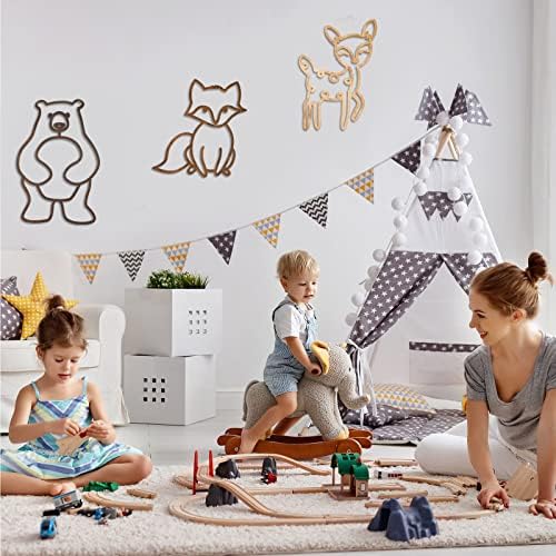 Yulejo Nursery Wall Decor 3 Pieces Jungle Theme Nursery Decor Wooden Animal - Image 7