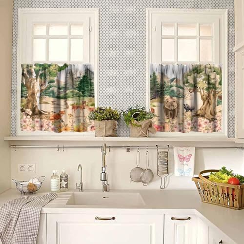 Forest Valance Curtain for Kitchen, Window Treatment Retro Mountain Forest - Image 2