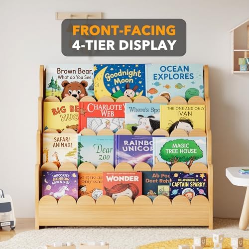SpaceAid 4-Tier Scalloped Bookshelf, Montessori Bookcase - Image 5
