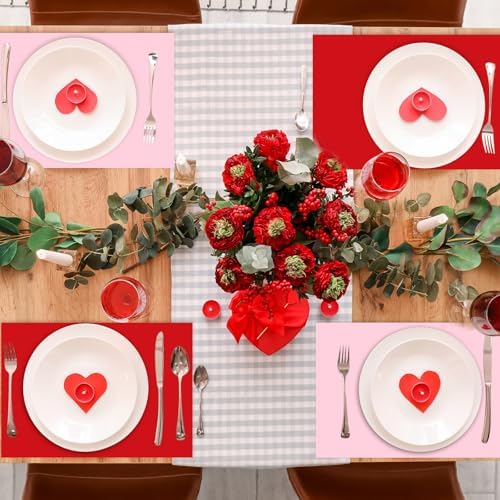 Fullhawl 60 Pcs Pink and Red Paper Placemats, Disposable Rectangular Table - Image 5