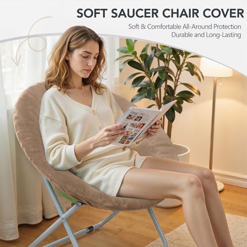 Velvet Stretch Saucer Chair Cover, Round Moon Chair Cover - Image 3